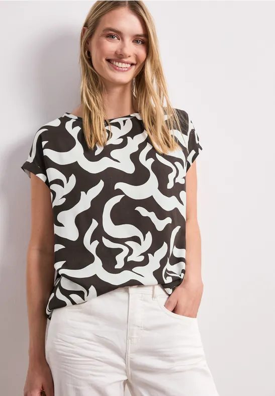 Dropped Shoulder Blusenshirt mit Print