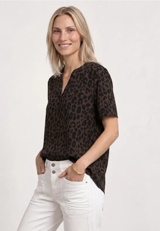 Blusenshirt mit Split Neck und Print