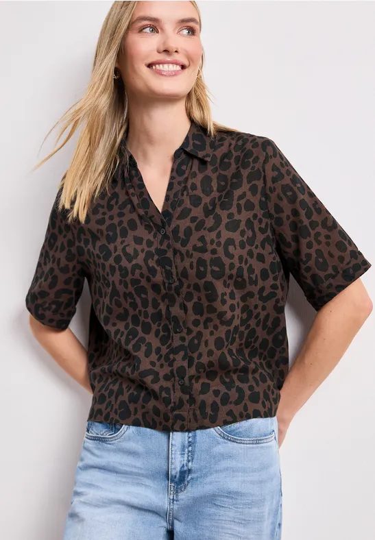 Kurzarm Hemdbluse mit Leo