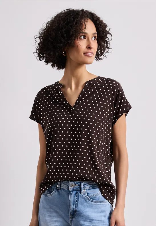 Dropped Shoulder Bluse mit Split Neck