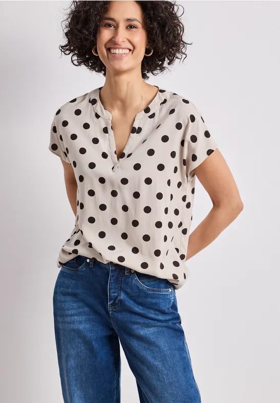 Dropped Shoulder Bluse mit Split Neck