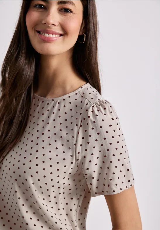Kurzarm Blusenshirt mit Rundhals