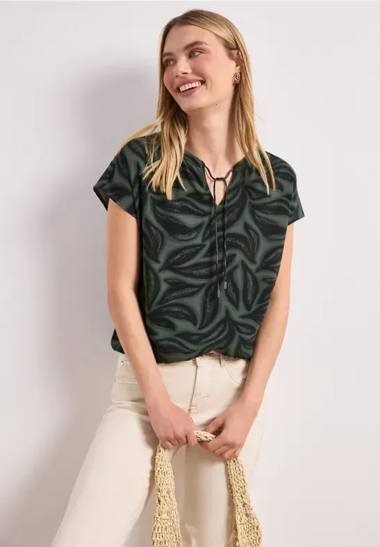 STREET ONE Kurzarmbluse Sommerbluse mit floralem Muster