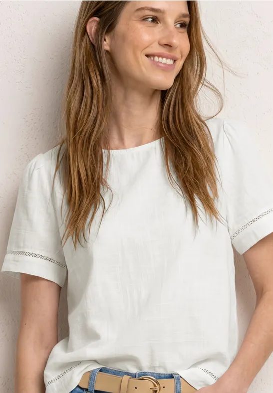 Blusenshirt mit Rundhals und Tape