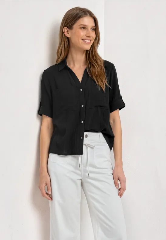 Kurzarm Hemdbluse mit Turn