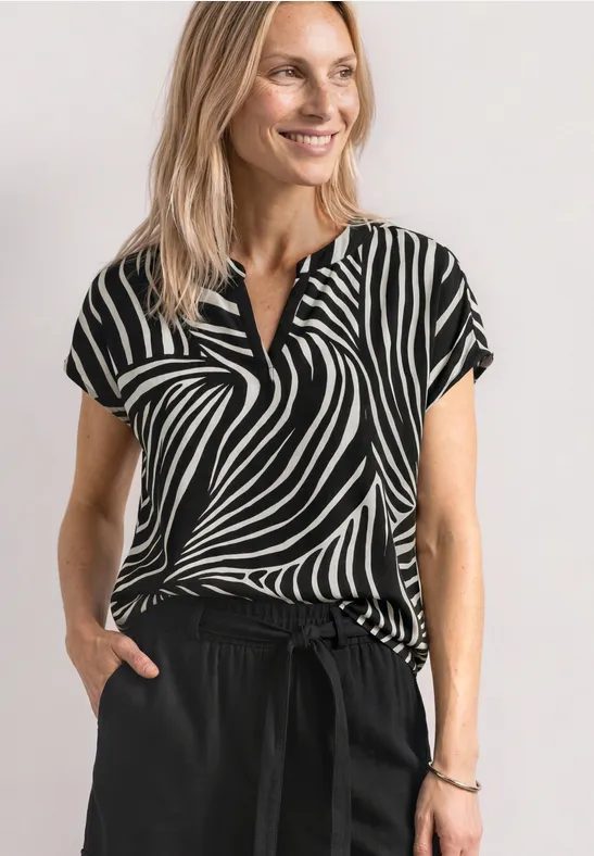 Blusenshirt mit Split Neck und Leo