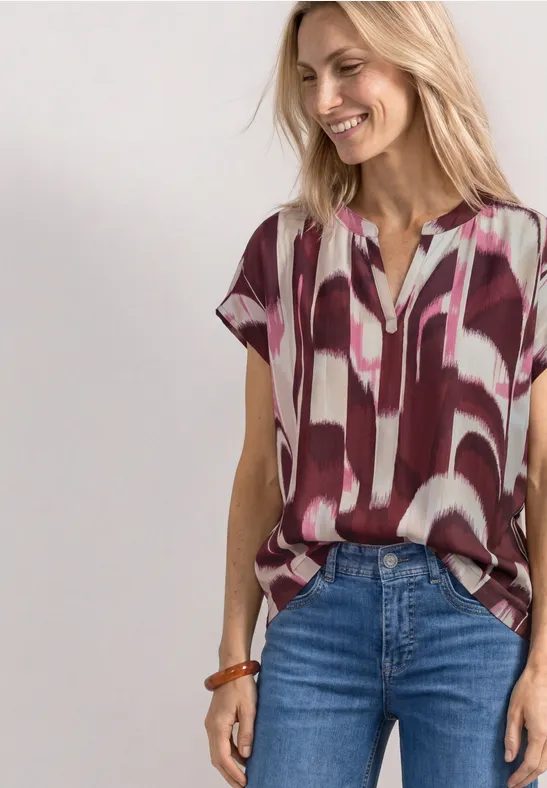 Blusenshirt mit Split Neck und Leo