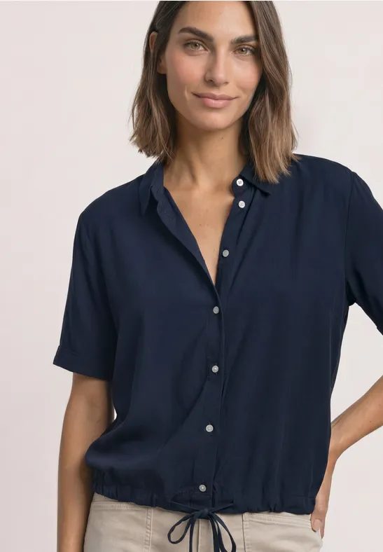 Kurzarm Hemdbluse in Unifarbe