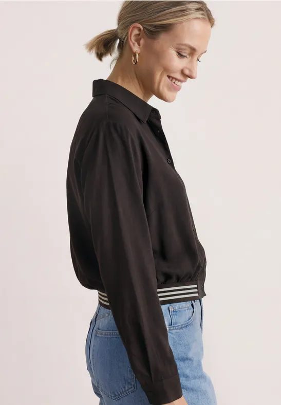 Langarm Hemdbluse mit Elastiksaum