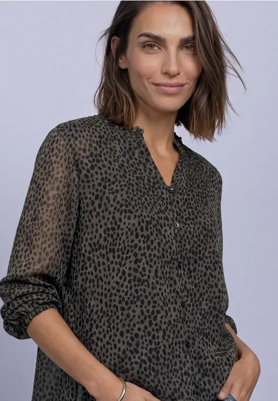 Langarm Chiffonbluse mit Rüschendetails