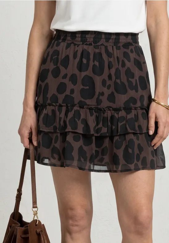 Knielanger Chiffonrock mit Print