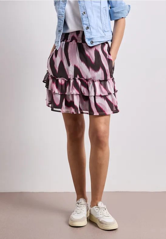 Knielanger Rock aus Chiffon mit Print