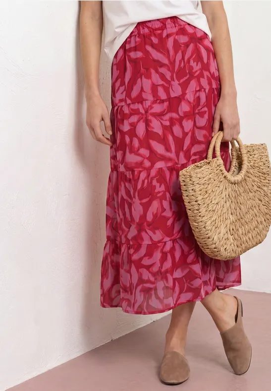 Maxirock aus Chiffon mit Print