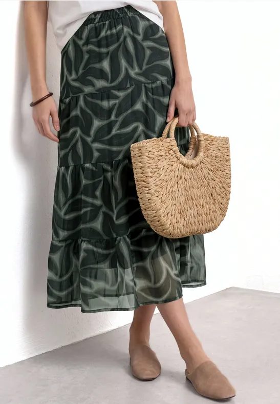 Maxirock aus Chiffon mit Print