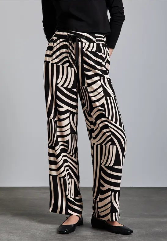 Gemusterte Wide Leg Hose