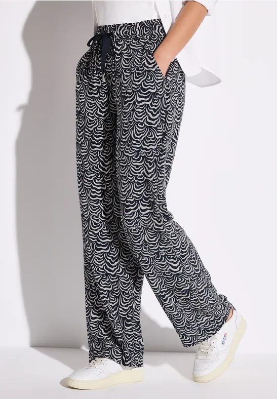 Gemusterte Wide Leg Hose