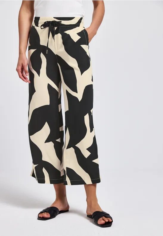 Gemusterte 7/8 Wide Leg Hose