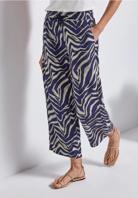 7/8 Wide Leg Hose mit Zebra