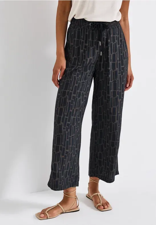 Gemusterte 7/8 Wide Leg Hose