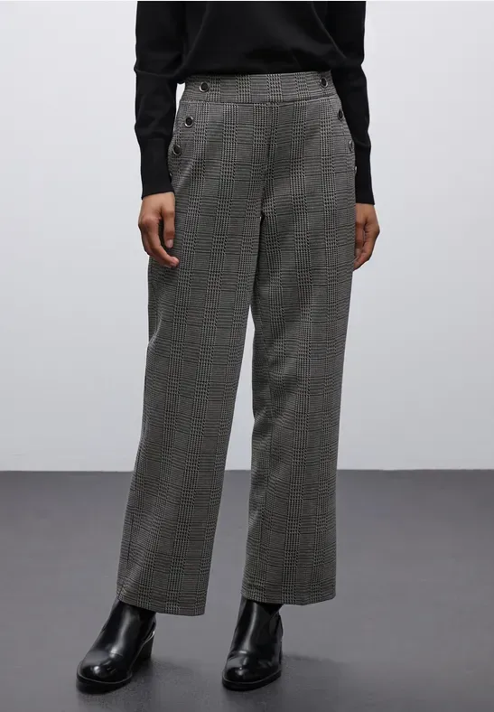 Karierte Straight Leg Hose