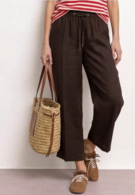 7/8 Wide Leg Hose im Loose Fit aus Leinen