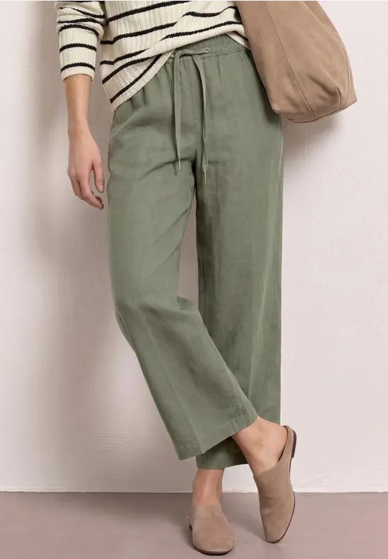 7/8 Wide Leg Hose im Loose Fit aus Leinen