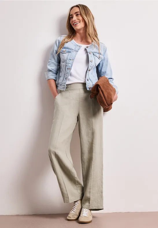 High Waist Wide Leg Hose aus Leinen