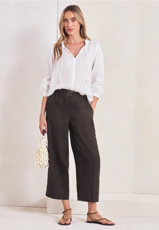 7/8 Wide Leg Hose im Loose Fit aus Leinen
