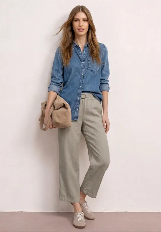 7/8 Wide Leg Hose im Loose Fit aus Leinen
