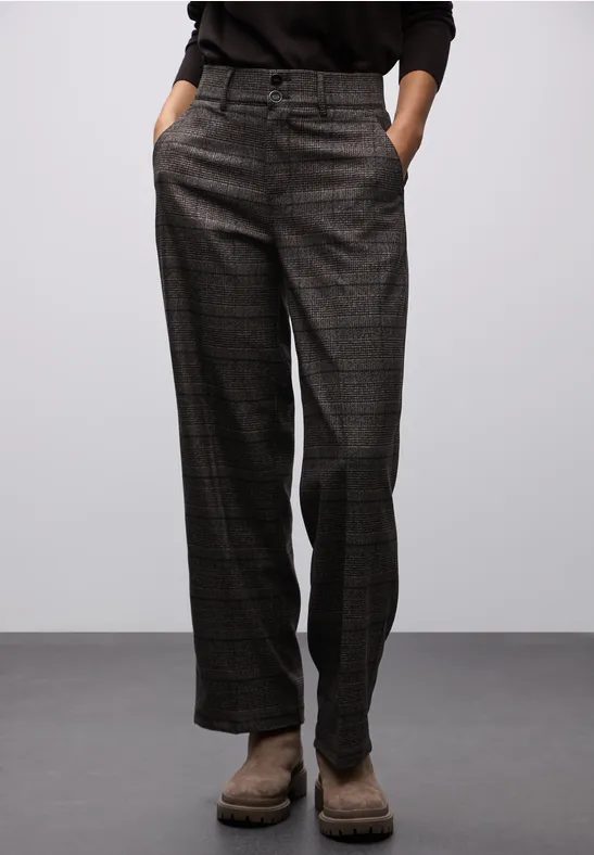 Karierte Straight Leg Hose