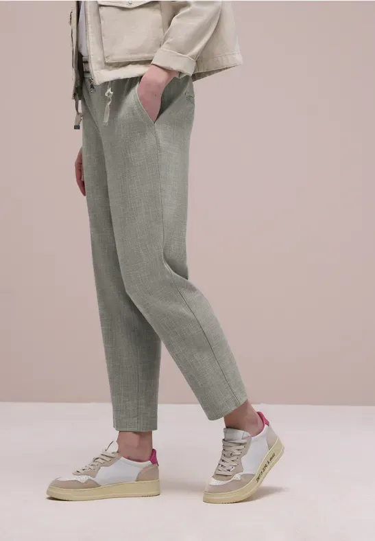 Mid Waist Slim Leg Hose mit Schnalle