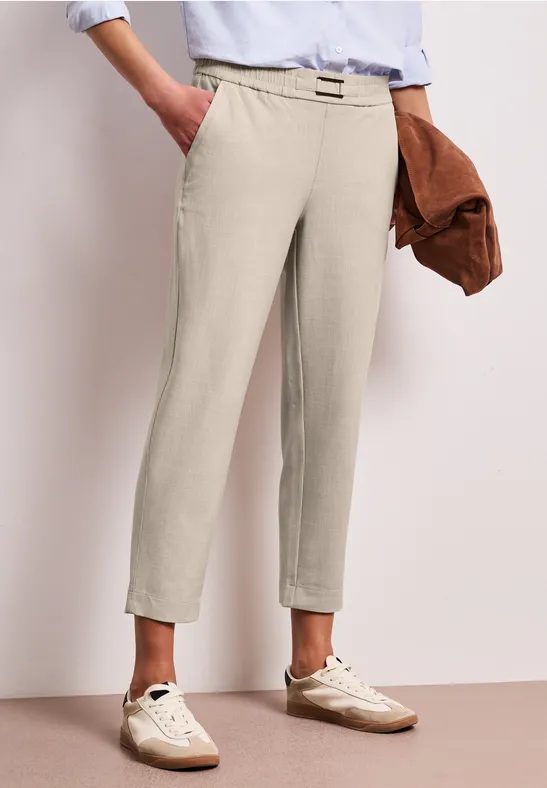 Mid Waist Slim Leg Hose mit Schnalle