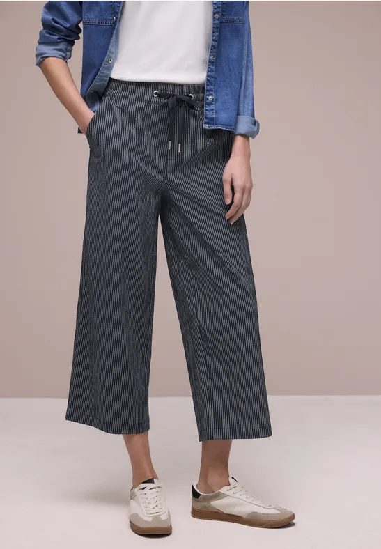 7/8 Wide Leg Hose im Loose Fit mit Streifen
