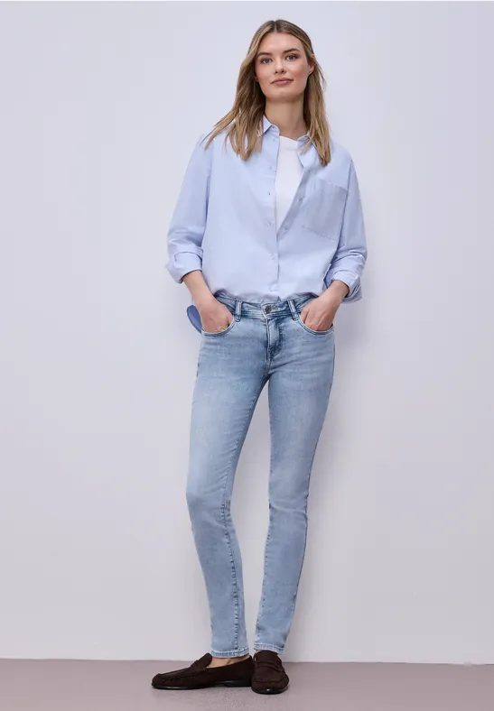 Mid Waist Slim Leg Jeans im Slim Fit