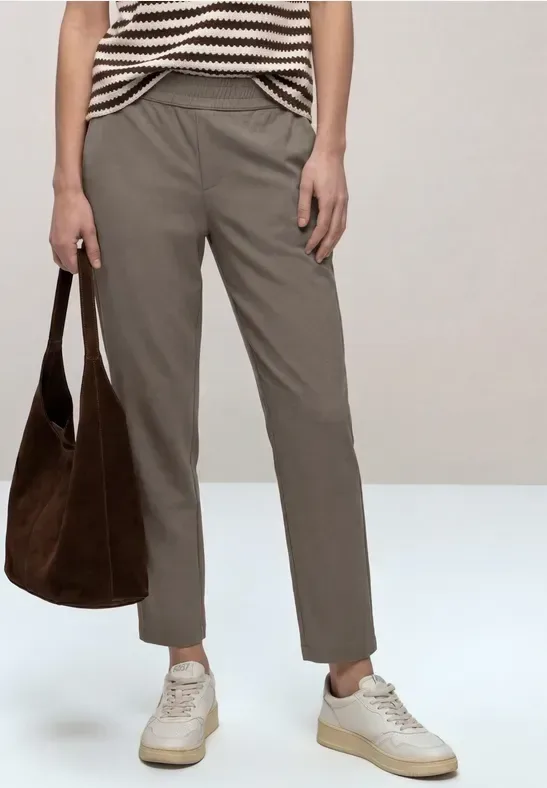 Mid Waist Slim Leg Hose im Loose Fit