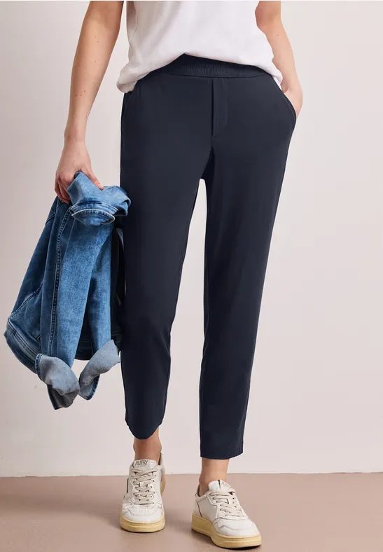 Mid Waist Slim Leg Hose im Loose Fit