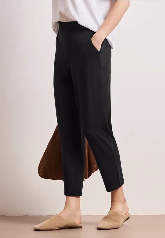 Mid Waist Slim Leg Hose im Loose Fit