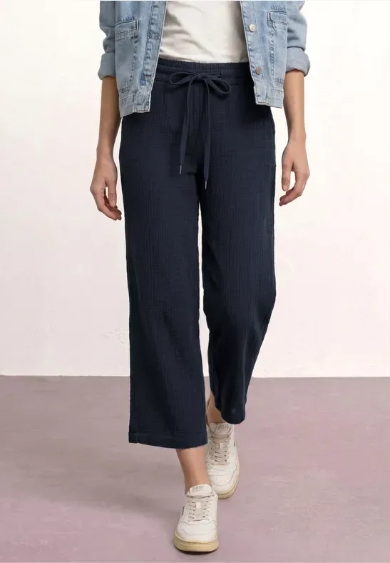 7/8 Wide Leg Hose aus Musselin im Loose Fit