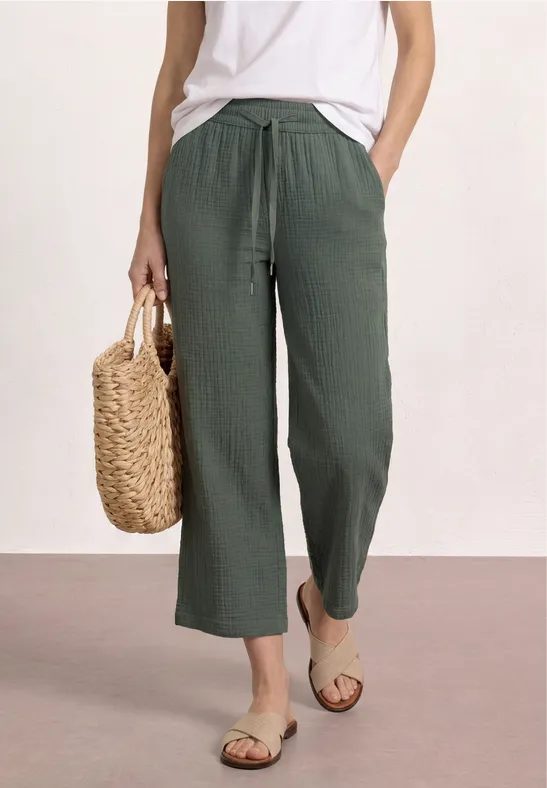 7/8 Wide Leg Hose aus Musselin im Loose Fit