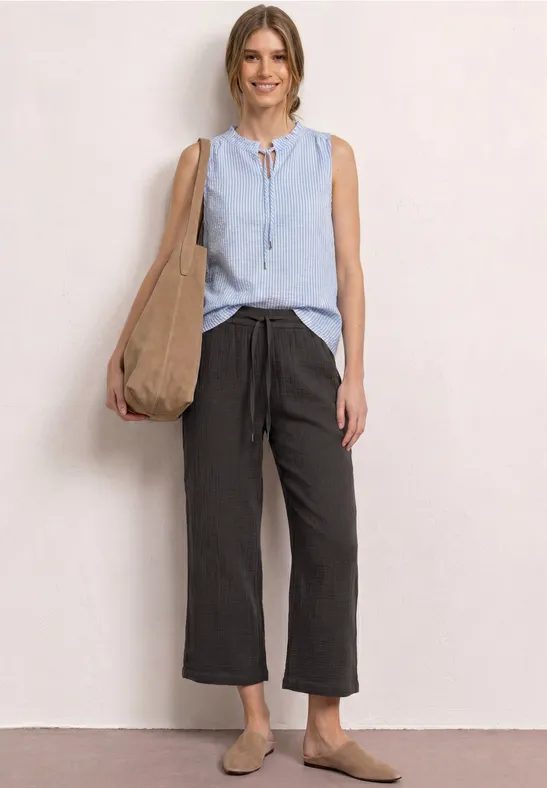 7/8 Wide Leg Hose aus Musselin im Loose Fit