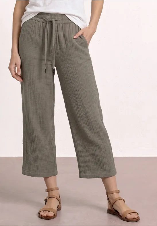 7/8 Wide Leg Hose aus Musselin im Loose Fit