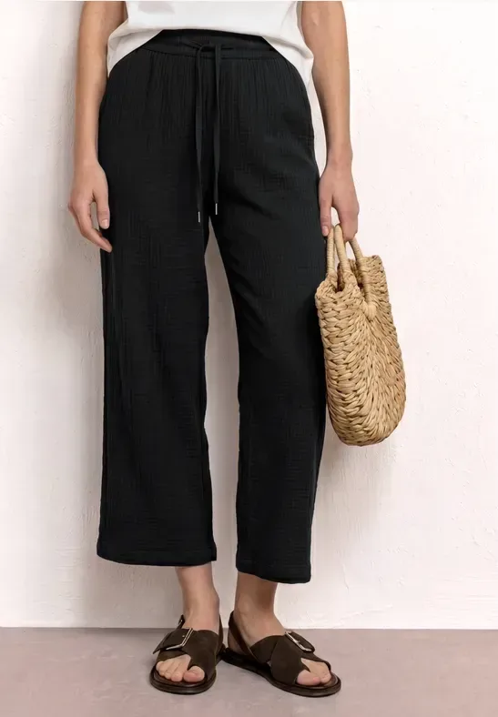 7/8 Wide Leg Hose aus Musselin im Loose Fit