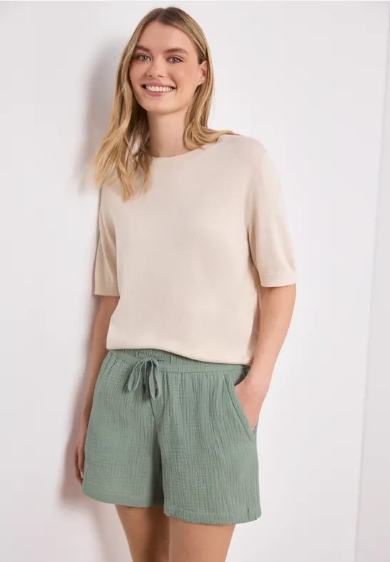 Mid Waist Shorts aus Musselinstoff