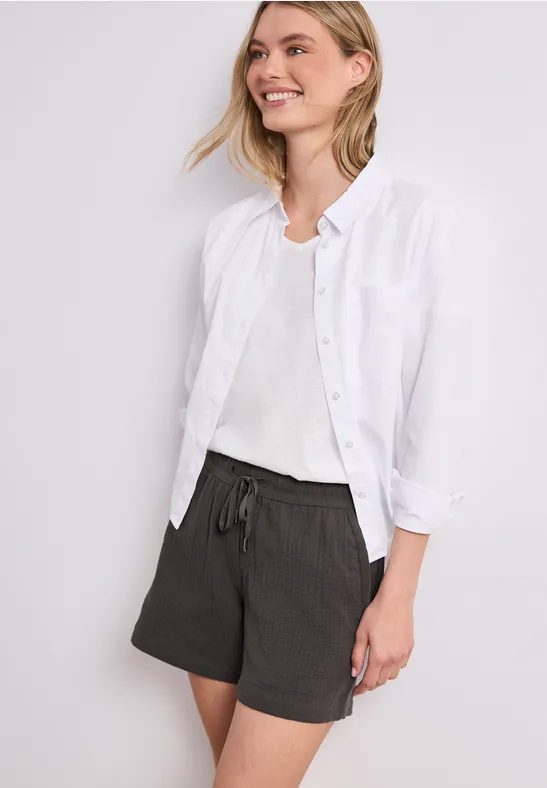 Mid Waist Shorts aus Musselinstoff
