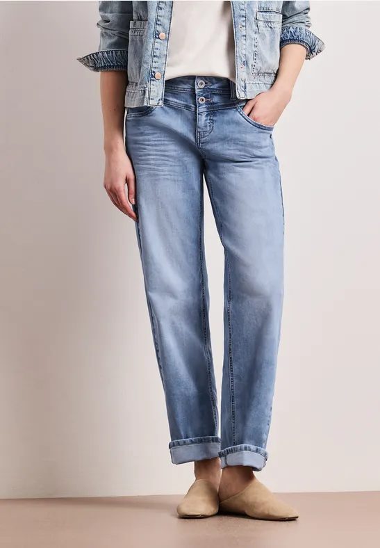 Mid Waist Straight Leg Jeans im Casual Fit
