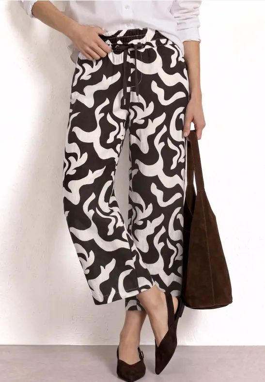 7/8 Mid Waist Wide Leg Hose mit Print