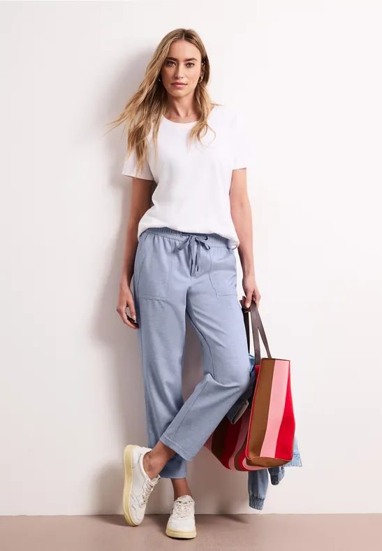 Mid Waist Slim Leg Hose mit Elastikbund