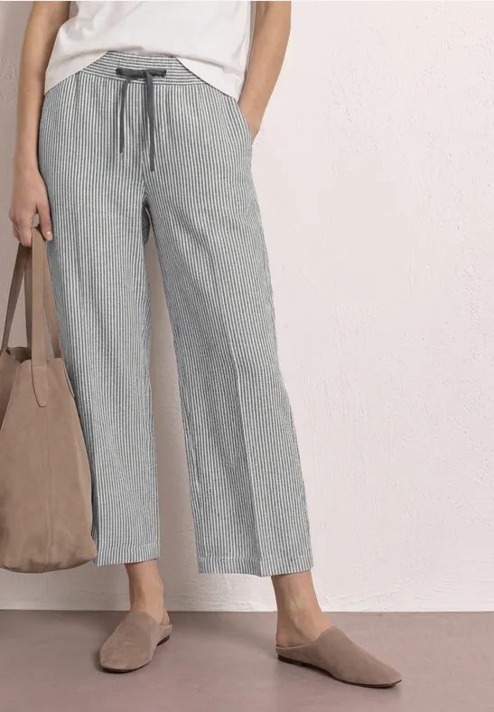 7/8 Wide Leg Hose im Loose Fit aus Leinen