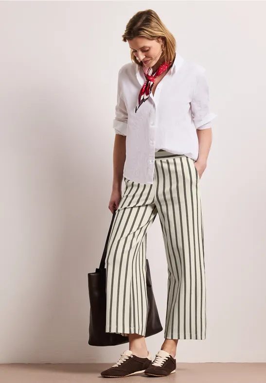 7/8 Wide Leg Hose im Casual Fit mit Streifen