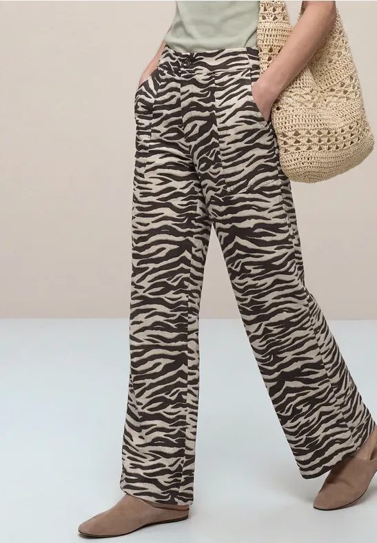 Wide Leg Hose im Loose Fit mit Animal Print